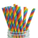 Colorful Rainbow Stripe Paper Drinking Straws 500pcs Colorful Rainbow Stripe Paper Drinking Straws 500pcs
