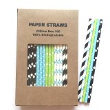 100 Pcs/Box Mixed Green Black Blue Little Man Paper Straws 100 Pcs/Box Mixed Green Black Blue Little Man Paper Straws