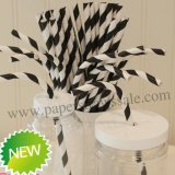 Black Stripe Print Bendy Paper Straws 500pcs Black Stripe Print Bendy Paper Straws 500pcs