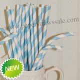 Light Blue Stripe Bendy Paper Straws 500pcs Light Blue Stripe Bendy Paper Straws 500pcs