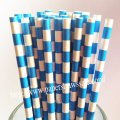 Dodger Blue Circle Striped Paper Straws 500pcs Dodger Blue Circle Striped Paper Straws 500pcs