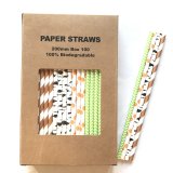 100 Pcs/Box Mixed Wild Woodland Adventure Paper Straws 100 Pcs/Box Mixed Wild Woodland Adventure Paper Straws