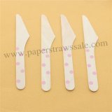 Baby Pink Polka Dot Print Wooden Knife 100pcs Baby Pink Polka Dot Print Wooden Knife 100pcs