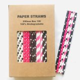100 Pcs/Box Mixed Black Pink Date Night Paper Straws 100 Pcs/Box Mixed Black Pink Date Night Paper Straws