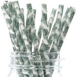 Hawaiian Tropical Green Tree Leaf Palm Paper Straws 500 pcs Hawaiian Tropical Green Tree Leaf Palm Paper Straws 500 pcs