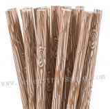 Brown Woodland Wood Grain Paper Straws 500pcs Brown Woodland Wood Grain Paper Straws 500pcs